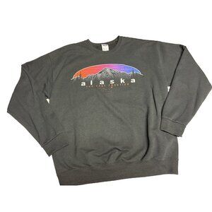 Alaska Last Frontier Pullover Sweatshirt Gradient Sunset Moutain Jerzees Adult L